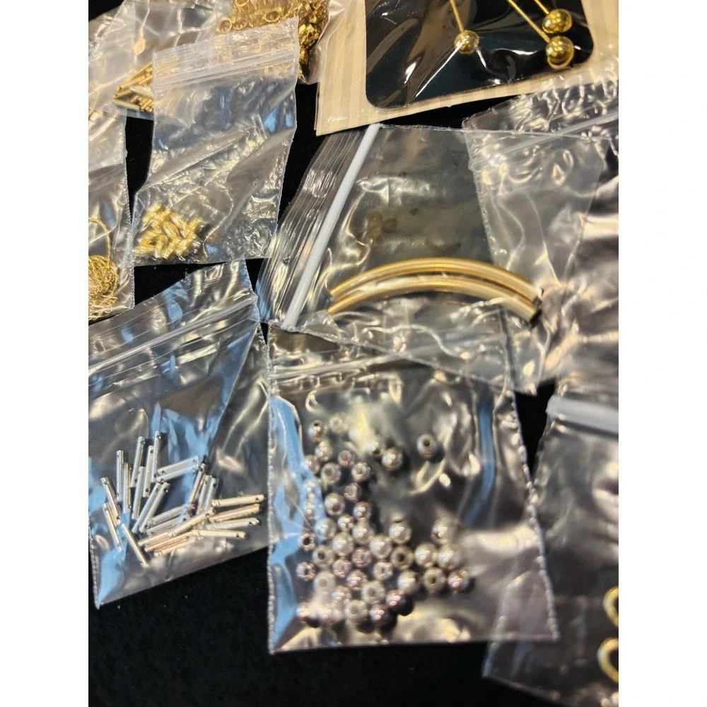 Lot Of New Jewelry Making Supplies Clasps Chains Wire Caps Magnetic Clasp Spacer